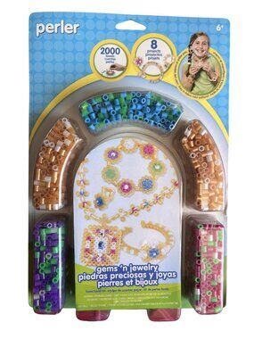 Perler Gems N Jewelry Fused Bead Kit With 2000 Beads & Accessories For Ages 6+